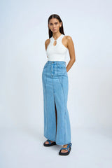 BLUE JEAN BEAUTY A-LINE SKIRT - BLUE WASH