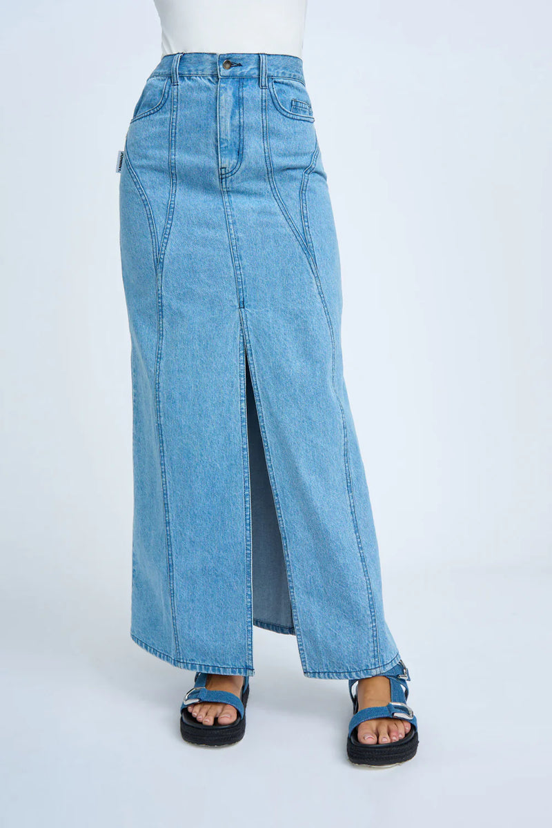 BLUE JEAN BEAUTY A-LINE SKIRT - BLUE WASH
