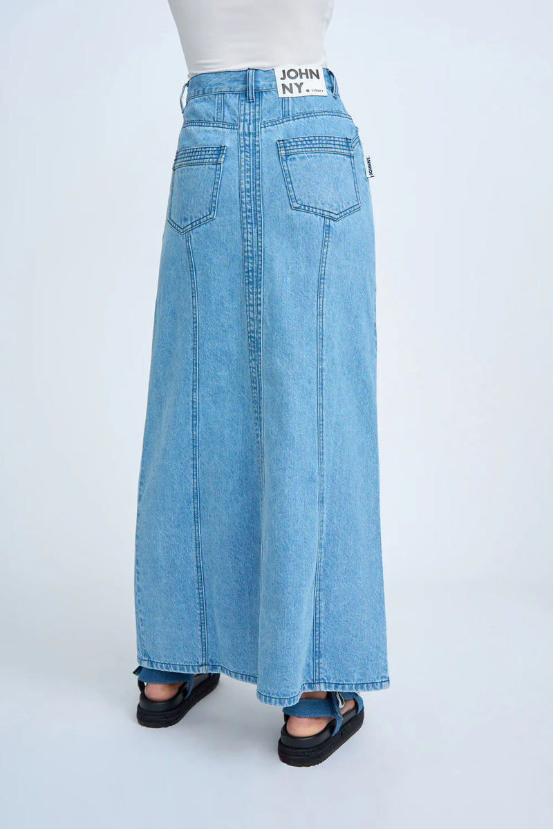 BLUE JEAN BEAUTY A-LINE SKIRT - BLUE WASH