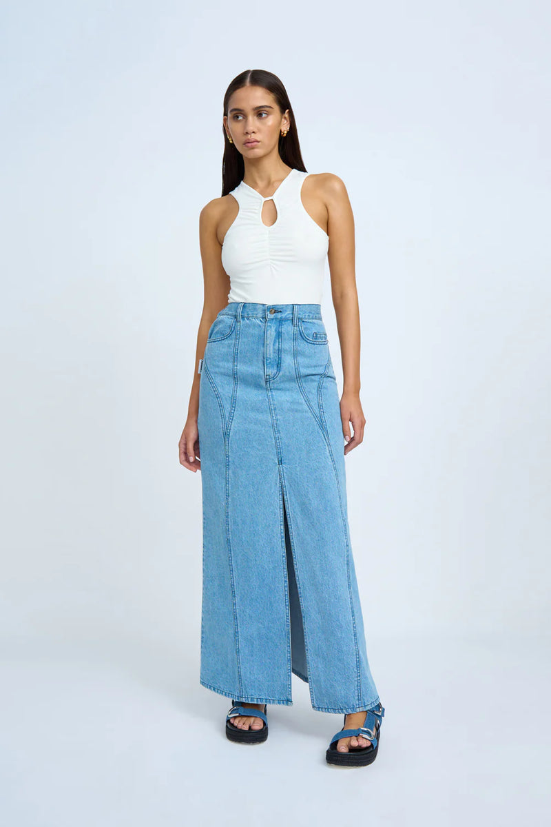 BLUE JEAN BEAUTY A-LINE SKIRT - BLUE WASH