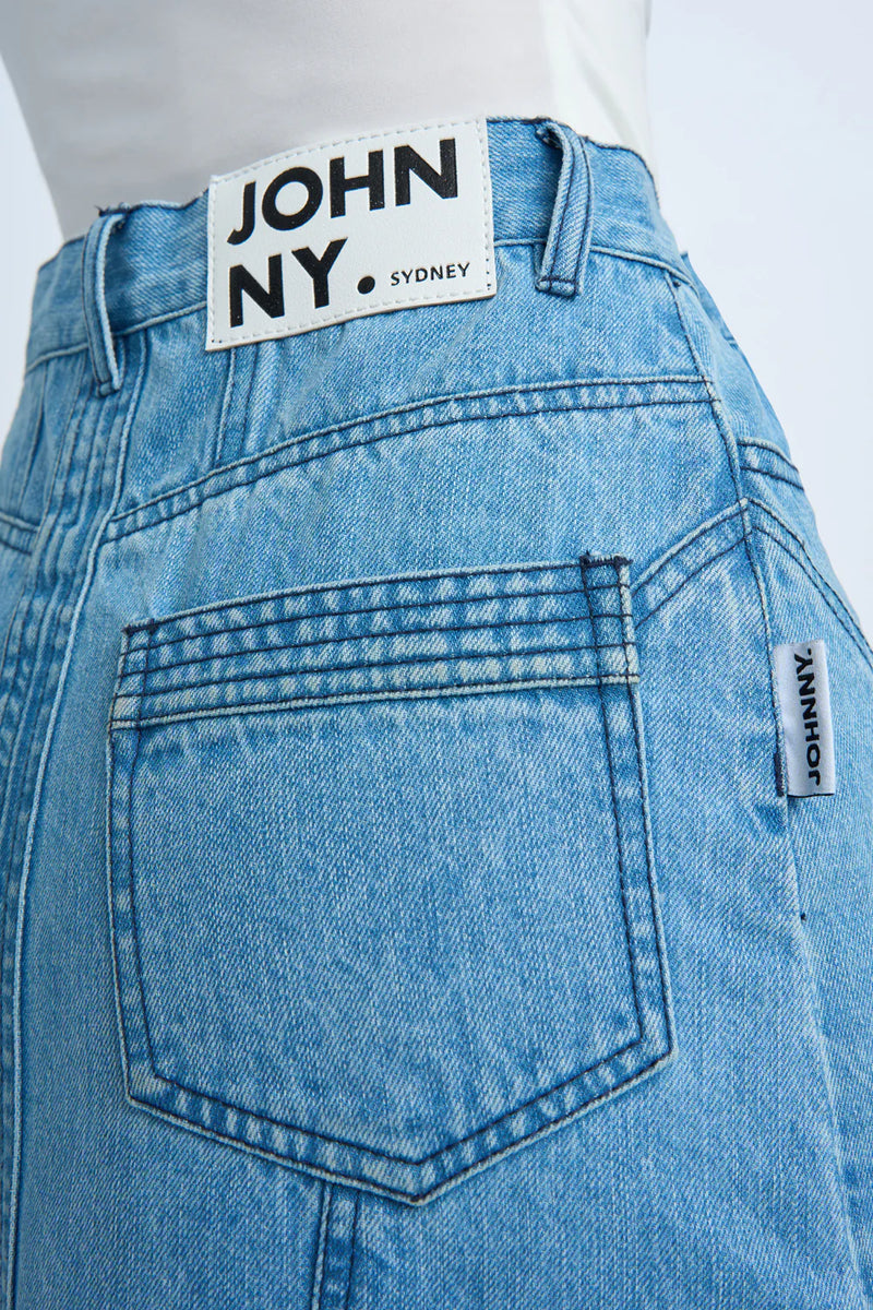 BLUE JEAN BEAUTY A-LINE SKIRT - BLUE WASH