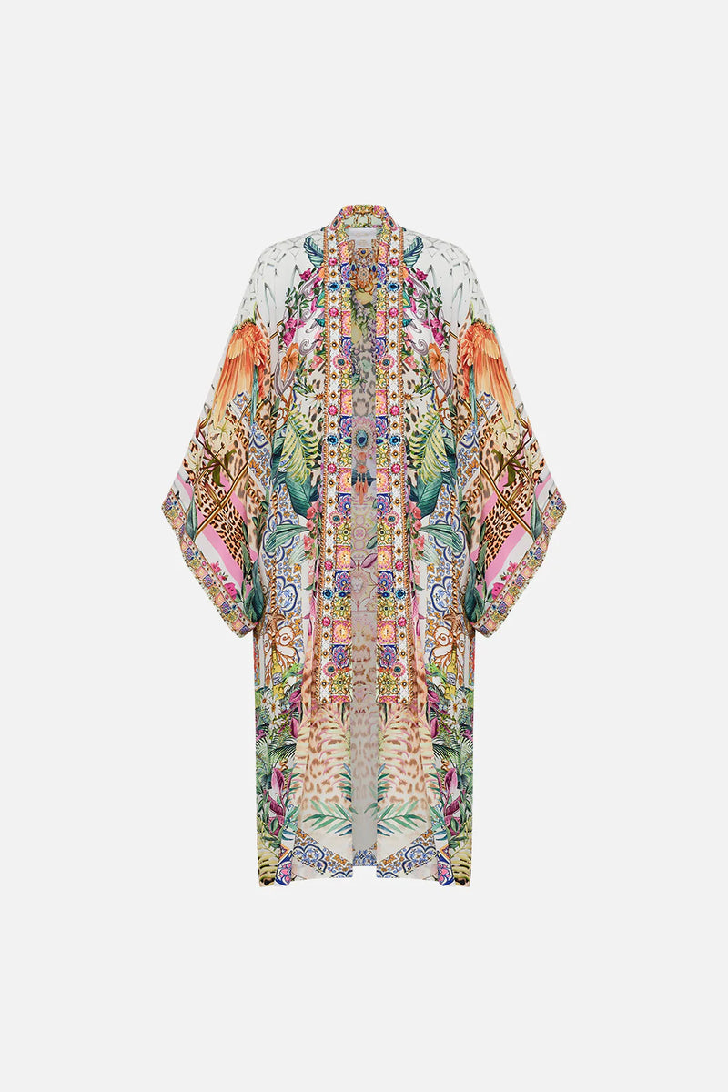 MID LENGTH KIMONO LAYER WITH COLLAR - Flowers Of Neptune (S/M)