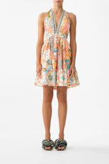Ruffle Hem Halter Short Dress - Meet Me In Mallorca