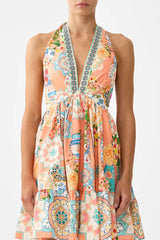 Ruffle Hem Halter Short Dress - Meet Me In Mallorca
