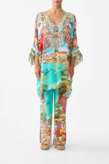 Tie Sleeve Short V Neck Kaftan - Meet Me In Mallorca