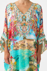 Tie Sleeve Short V Neck Kaftan - Meet Me In Mallorca