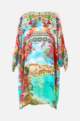 Tie Sleeve Short V Neck Kaftan - Meet Me In Mallorca