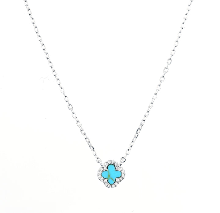 Nala Mini Clover Necklace - Silver/Turquoise