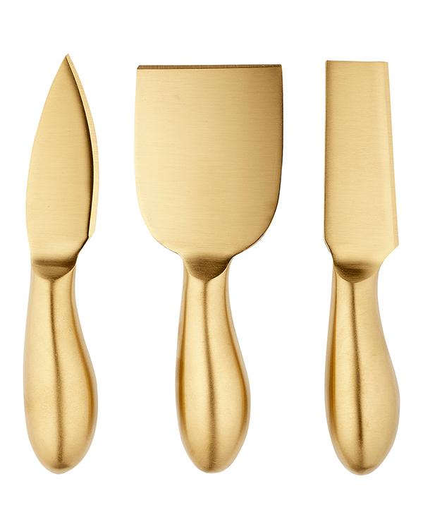 Gold 3pc Cheese Knife Set