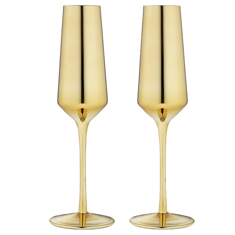 Gold 225ml Champagne Glasses - Set of 2