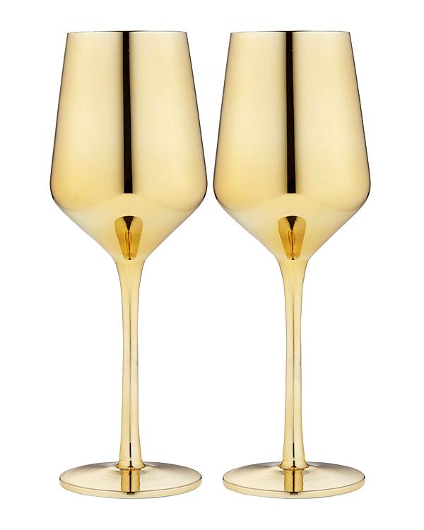 Gold 400ml Wine Glasses - Set of 2