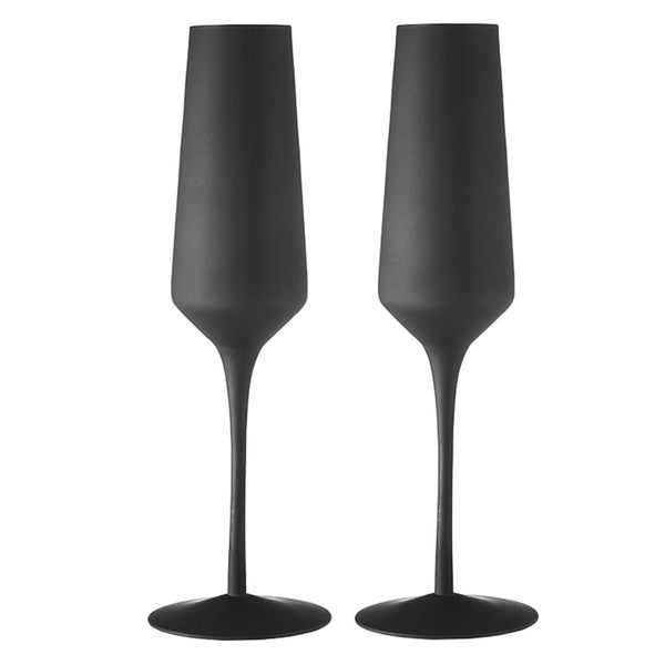 Matte Black Champagne Glasses - Set of 2
