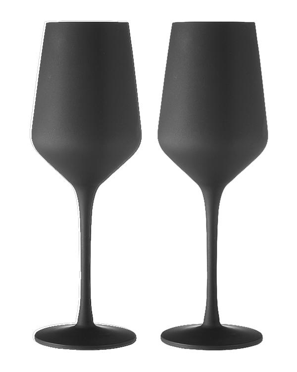 Matte Black 400ml Wine Glasses - Set of 2
